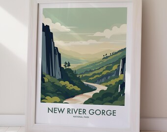 Pôster de arte de viagem para download digital do Parque Nacional New River Gorge