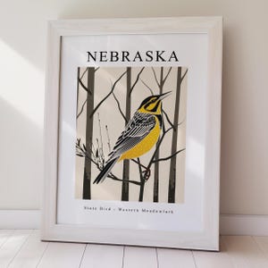 NEBRASKA State Bird Poster, Western Meadowlark, Instant Home Decor, DIGITAL DOWNLOAD, Printable Wall Art, High Resolution, Various Sizes