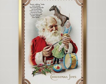 Vintage Christmas Joys Holiday Poster Retro Santa Art DIGITAL DOWNLOAD Printable Home Decor