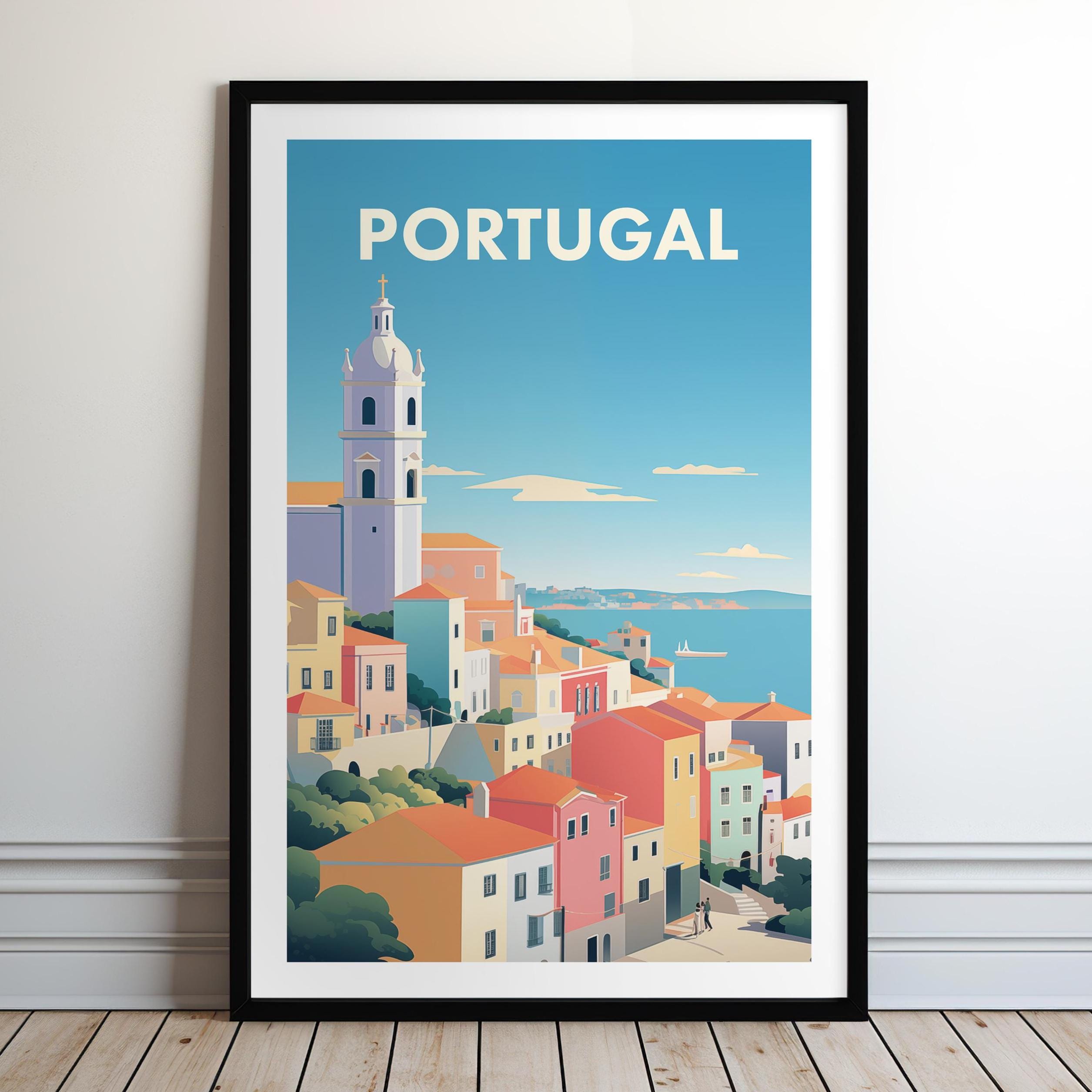 Portugal Wall Art Print, Lisbon Coastal Poster, Modern Travel