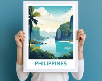 Philippines Travel Poster - Retro Wall Art, Poster Print, Digital Download, Wall Print, Country Prints, Home Decor