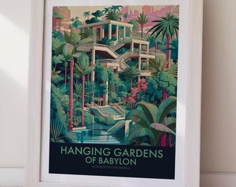 Hanging Gardens of Babylon Poster Ancient World Travel Art DIGITAL