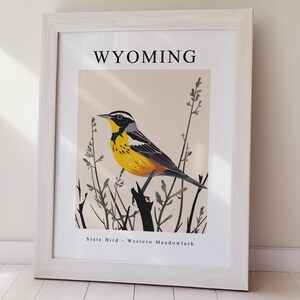 Wyoming State Bird Wall Art - Western Meadowlark Print, Instant Downloadable, Home Decor, Wall Art, Wyoming Nature Illustration