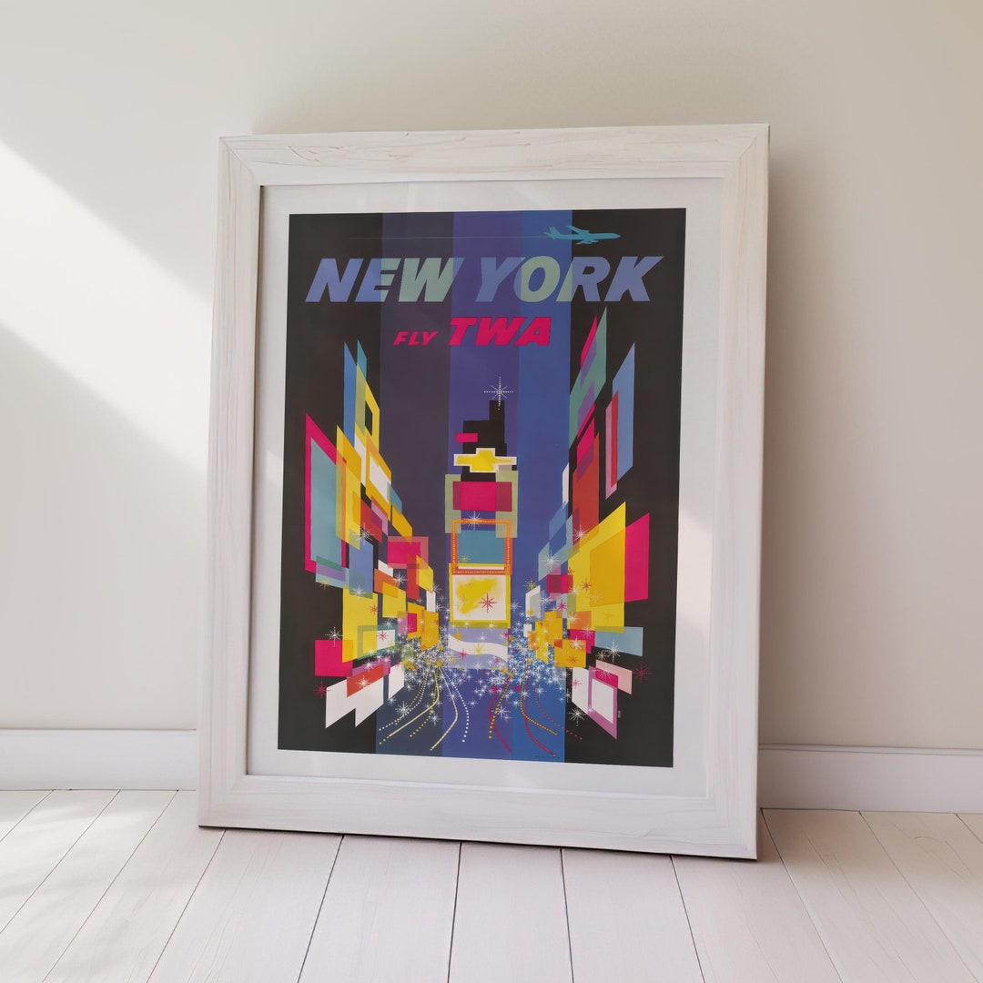 New York TWA Vintage Travel Poster Retro Art Print (digital