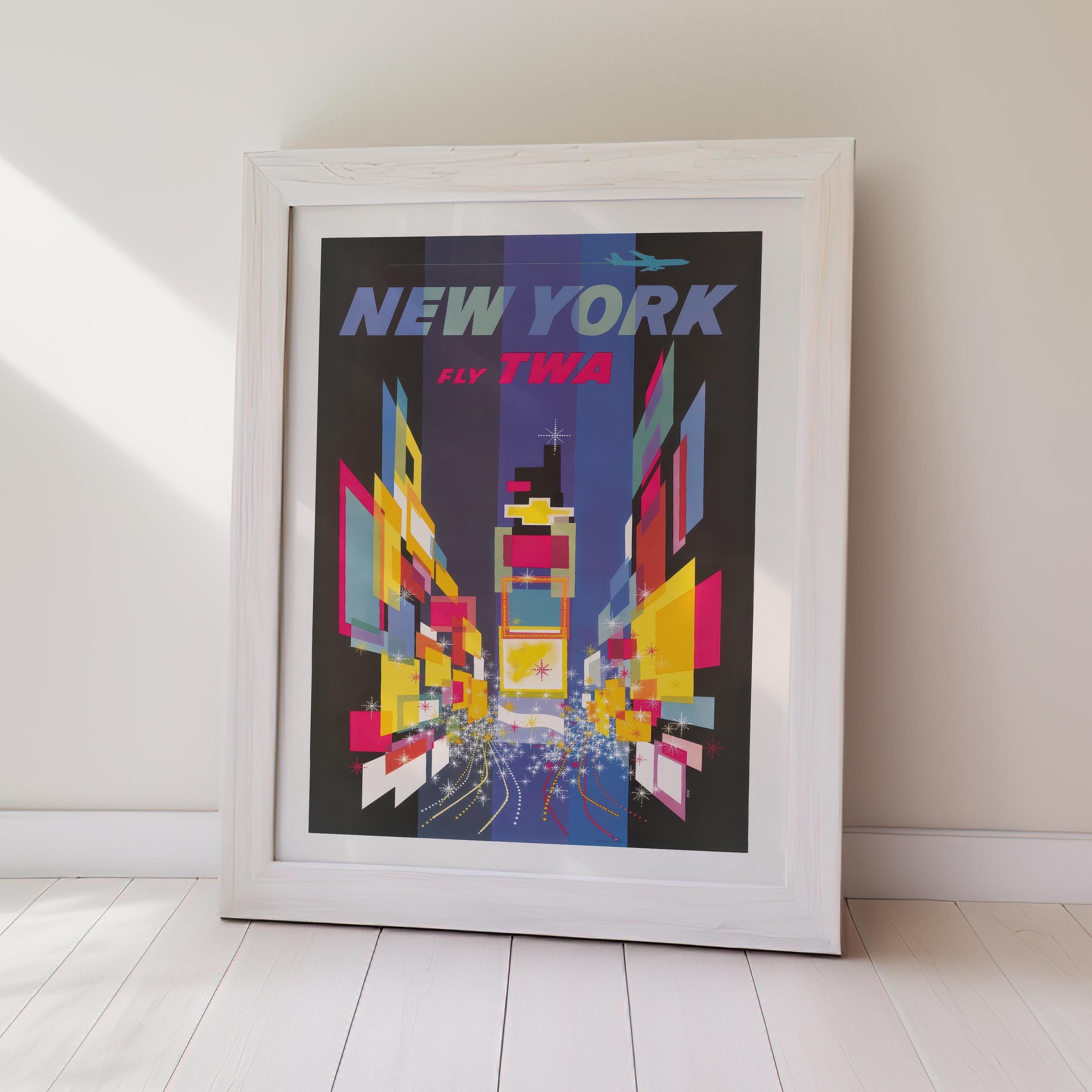New York TWA Vintage Travel Poster Retro Art Print (digital
