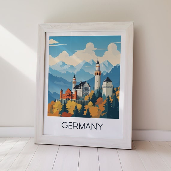 GERMANY EUROPE TRAVEL Modern Destination Poster Digital Download City Landscape Wall Art Contemporary Continental Home Decor Print