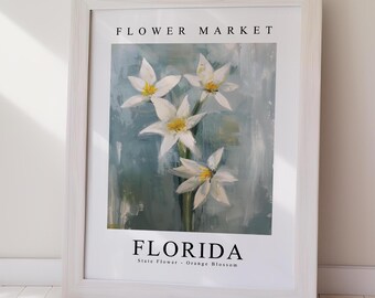 Florida Orange Blossom Print - State Flower Art, Home Decor (Digital Download)