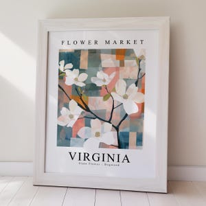 VIRGINIA State Flower Dogwood, Virginia Flower Market Print, Instant Print, Downloadable, Home Decor, Wall Art