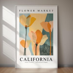 CALIFORNIA State Flower California Poppy, California Flower Market Print, Poppy Print, Home Decor, Wall Art, Gift For Her, Gift For Him
