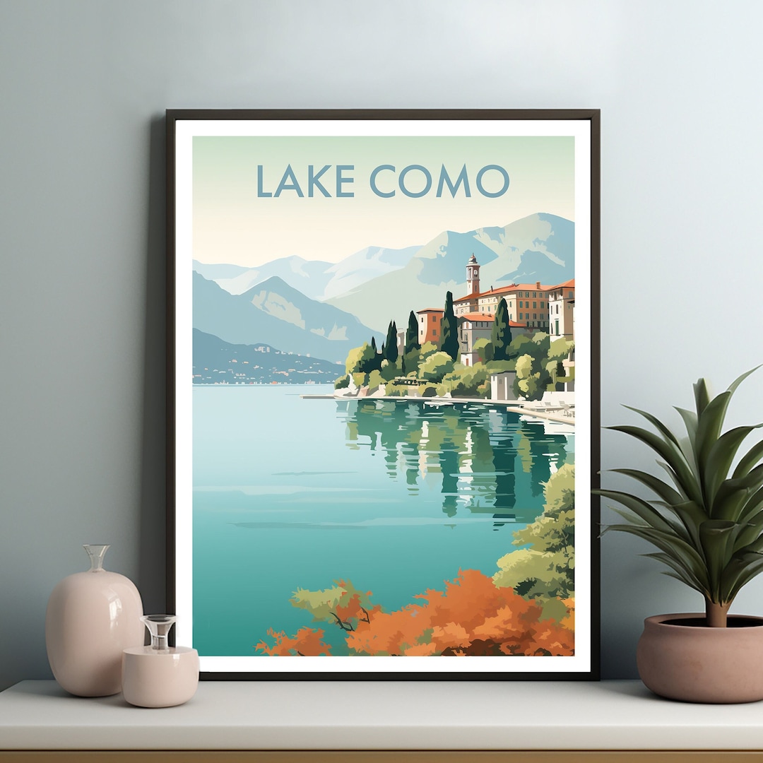 lake como italy travel poster art print (digital... LAKE COMO Printable Poster, Travel Art, Poster Print, Digital Art, Wall ...