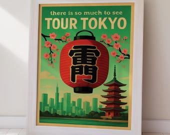 Vintage Tokyo-reisposter Retro Japan Art Print (digitale download) afdrukbare muurkunst