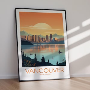 VANCOUVER Druckbare Reise Poster, British Columbia, Reise Poster, Druckbar, Wandkunst, Poster, Hauskunst, Geschenk für sie, Geschenk für ihn
