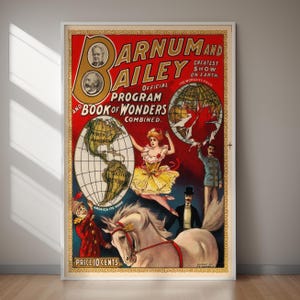 Barnum and Bailey Greatest Show on Earth Circus Vintage Poster | DIGITAL DOWNLOAD | Printable Art | Wall Art | Home Gift | For Him And Her