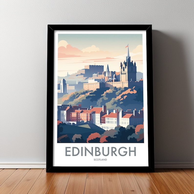 Edinburgh Scotland Travel Poster City Skyline Art DIGITAL DOWNLOAD ...