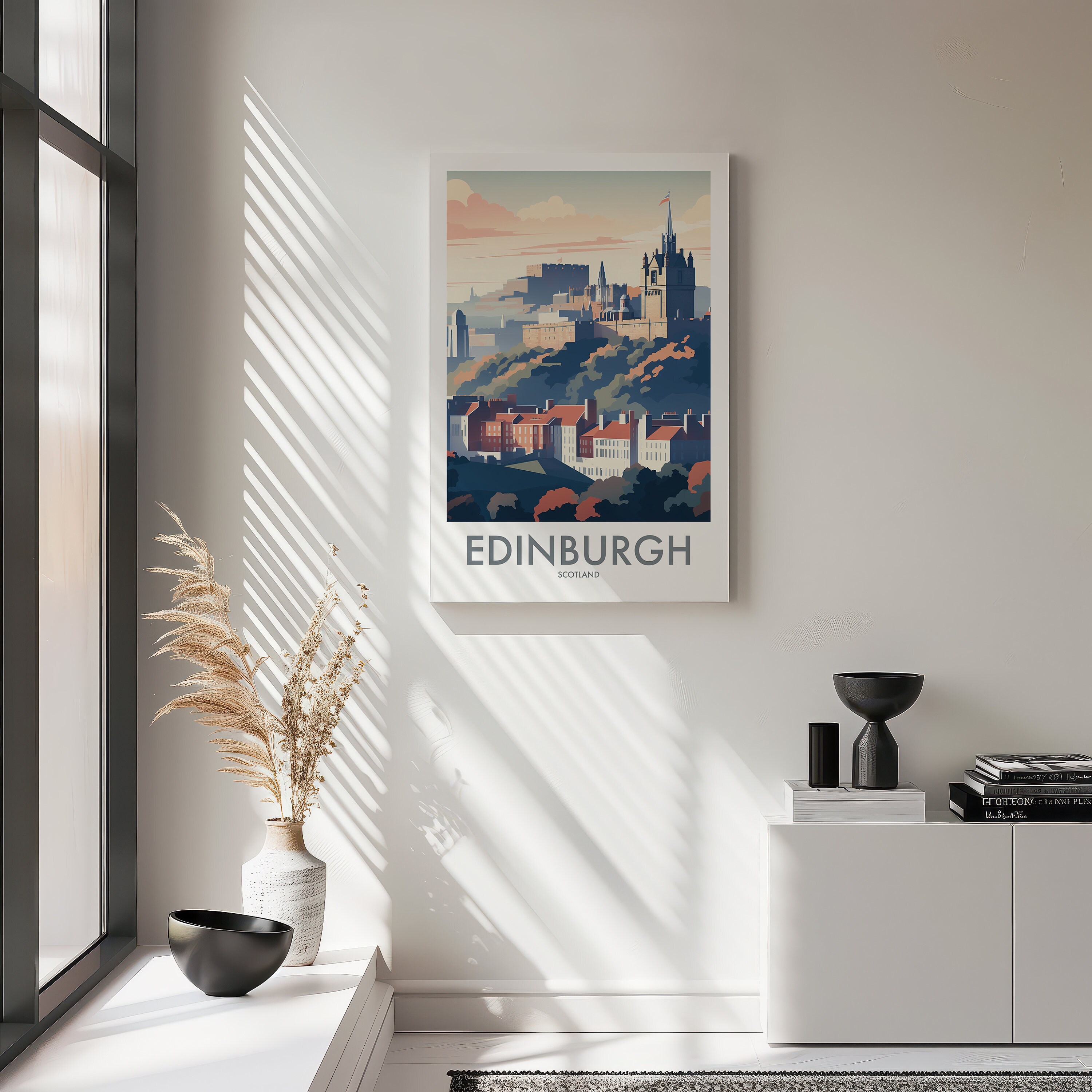 Edinburgh Scotland Travel Poster City Skyline Art DIGITAL DOWNLOAD ...