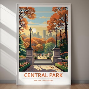 Central Park Travel Poster, DIGITAL DOWNLOAD, Printable Wall Art, Travel Poster Print, Large Art, Jpg Files, Art Print, Instant Decor