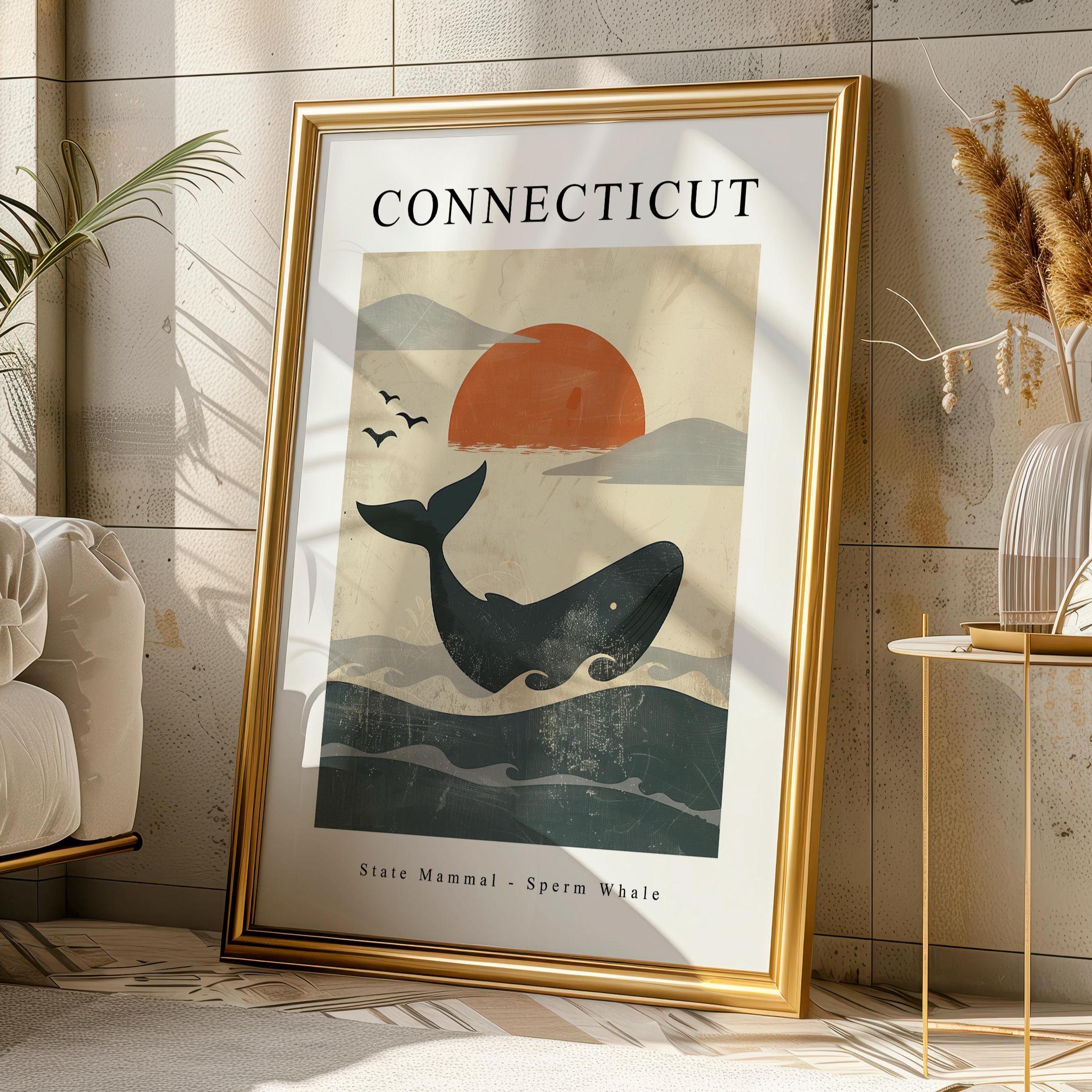 Connecticut Sperm Whale Art Print – Vintage Travel Poster (digital