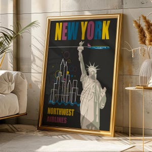 Póster vintage de la ciudad de Nueva York, descarga digital, impresión rústica, arte mural, arte imprimible, póster de viaje, regalo para ella, regalo para él