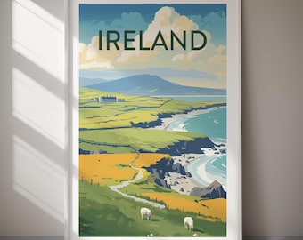Ireland TRAVEL POSTER Wall Art DIGITAL Download Printable Irish Landscape Artwork Modern Home Decor Living Room Office Wall Print