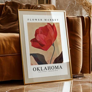 OKLAHOMA State Flower Oklahoma Rose, Oklahoma Flower Market Print, Instant Print, Downloadable, Home Decor, Wall Art