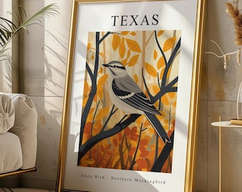 Northern Mockingbird Print – Texas State Bird Wall Art (Digital Download)