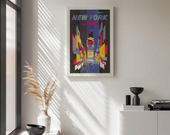 New York TWA Vintage Travel Poster Retro Art Print (digital