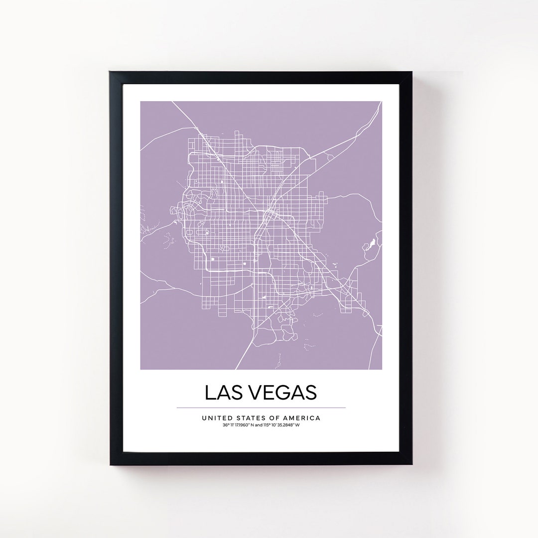 Las Vegas Map Poster Beautiful and Contemporary City Map Etsy