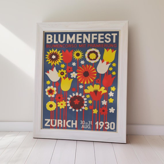 Blumenfest Vintage Floral Art Print Zurich 1930 (digital Download