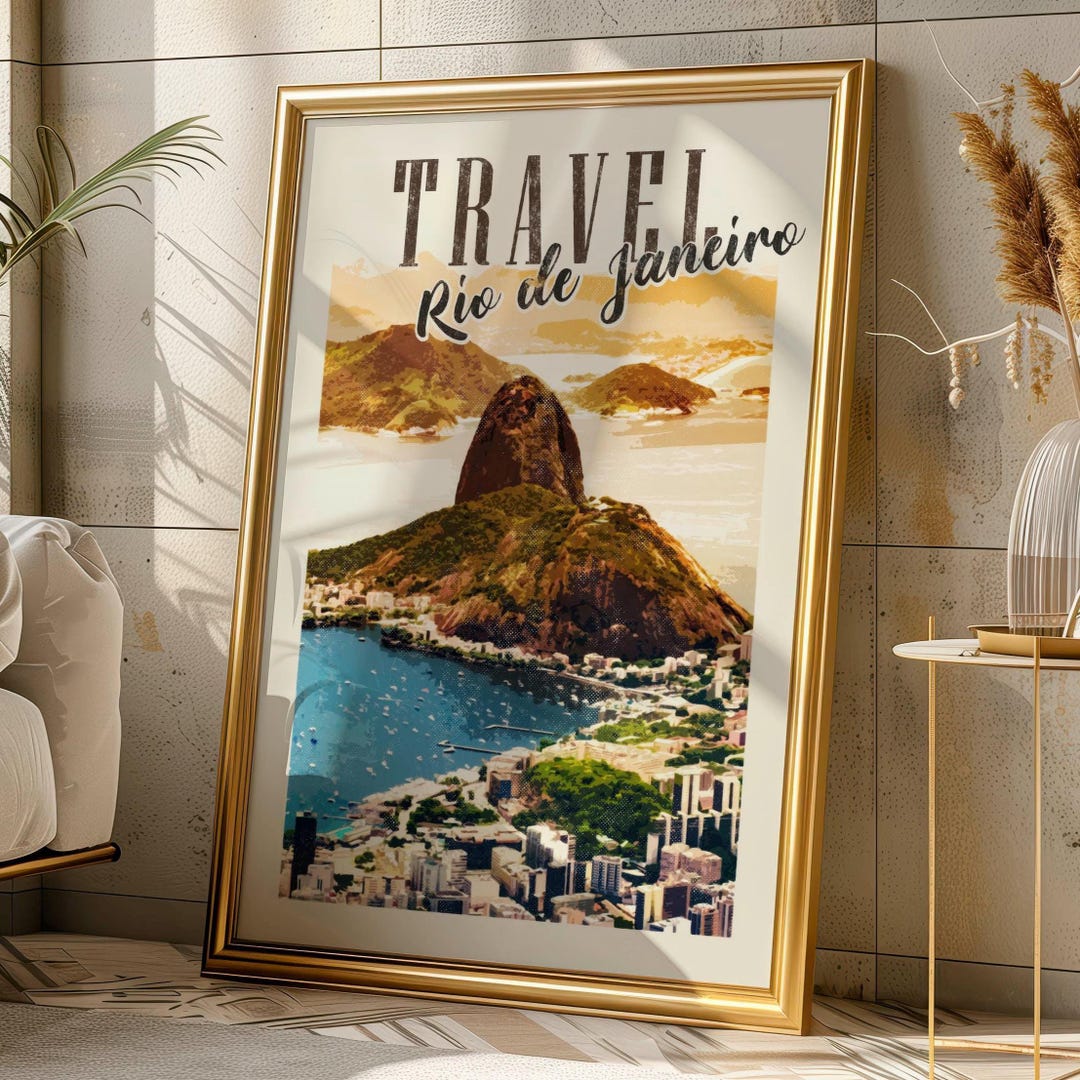 Visit Rio Poster Vintage Rio De Janeiro Travel Poster Retro Brazil Art (digital Download ...