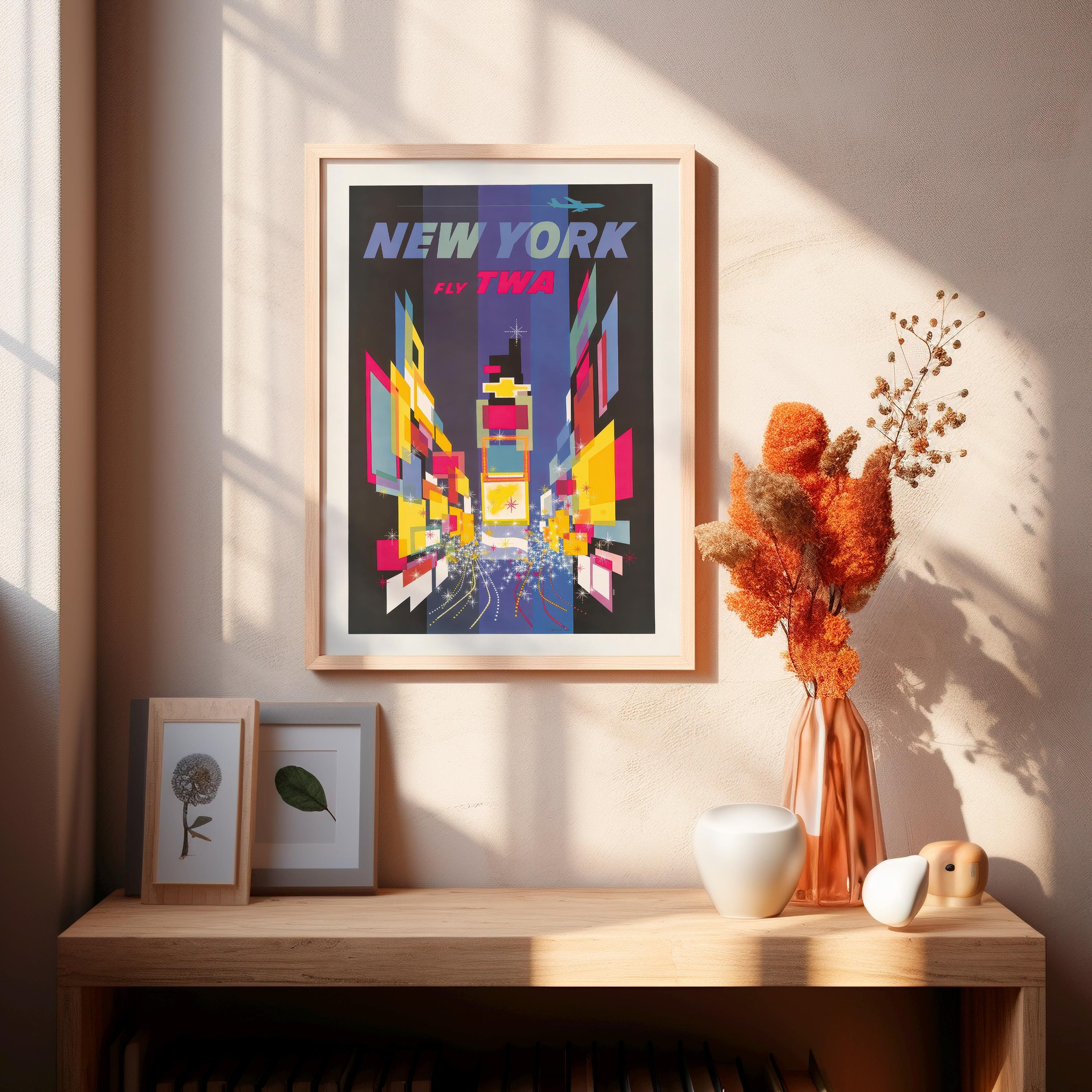 New York TWA Vintage Travel Poster Retro Art Print (digital