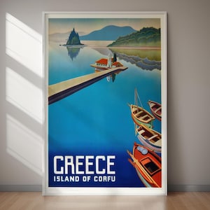 GREECE Island Of Corfu Vintage Poster | DIGITAL DOWNLOAD | Printable Travel Art | Wall Art | Home Gift | For Him And Her