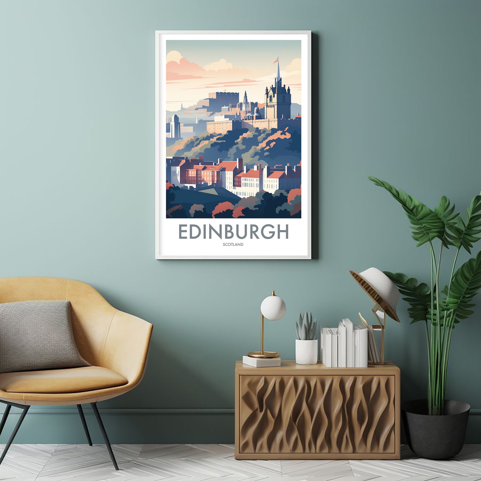 Edinburgh Scotland Travel Poster City Skyline Art DIGITAL DOWNLOAD ...