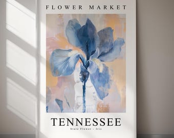 Arte digital para pared con la flor estatal de Tennessee, el lirio. Lámina decorativa para el hogar.