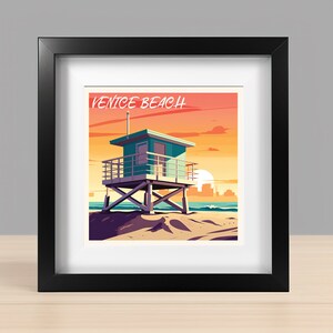 Venice Beach Travel Poster, Touristenort, Windows Edition, hochauflösender digitaler Download, einfacher Druck, Wanddekoration, einzigartig und stilvoll