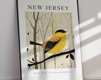 New Jersey State Vogel Kunstdruck, Stieglitz Poster (digitaler Download)