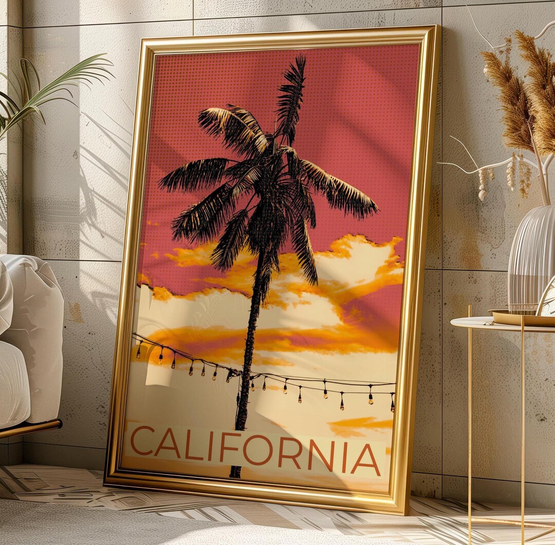 California Travel Poster Vintage Beach Print (digital Download ...