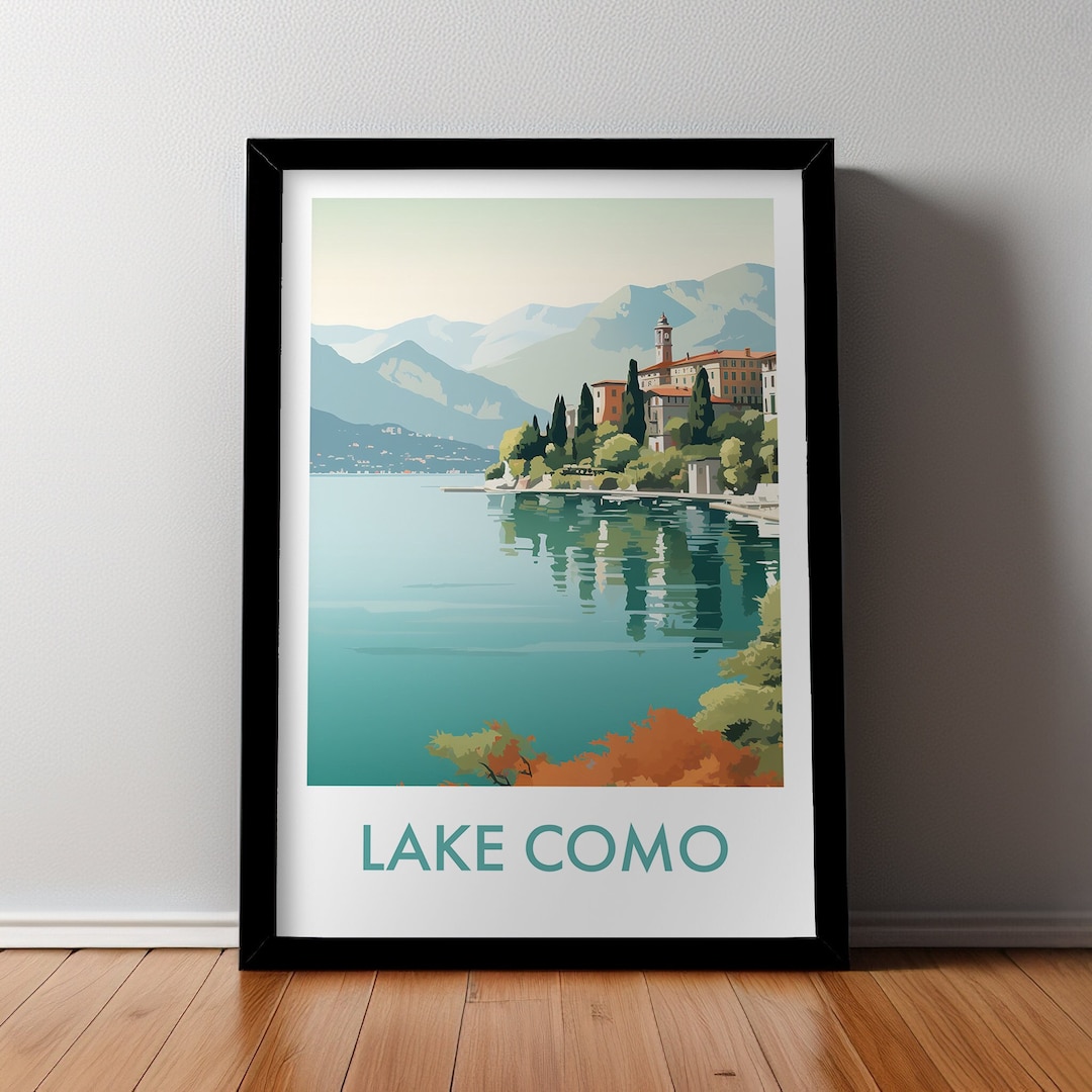 lake como italy travel poster art print (digital... LAKE COMO, Italy, Travel Poster, Digital Download, World Famous Lakes ...