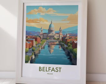 Belfast DIGITAL DOWNLOAD Ireland Travel Poster Cityscape Art Print Home Decor