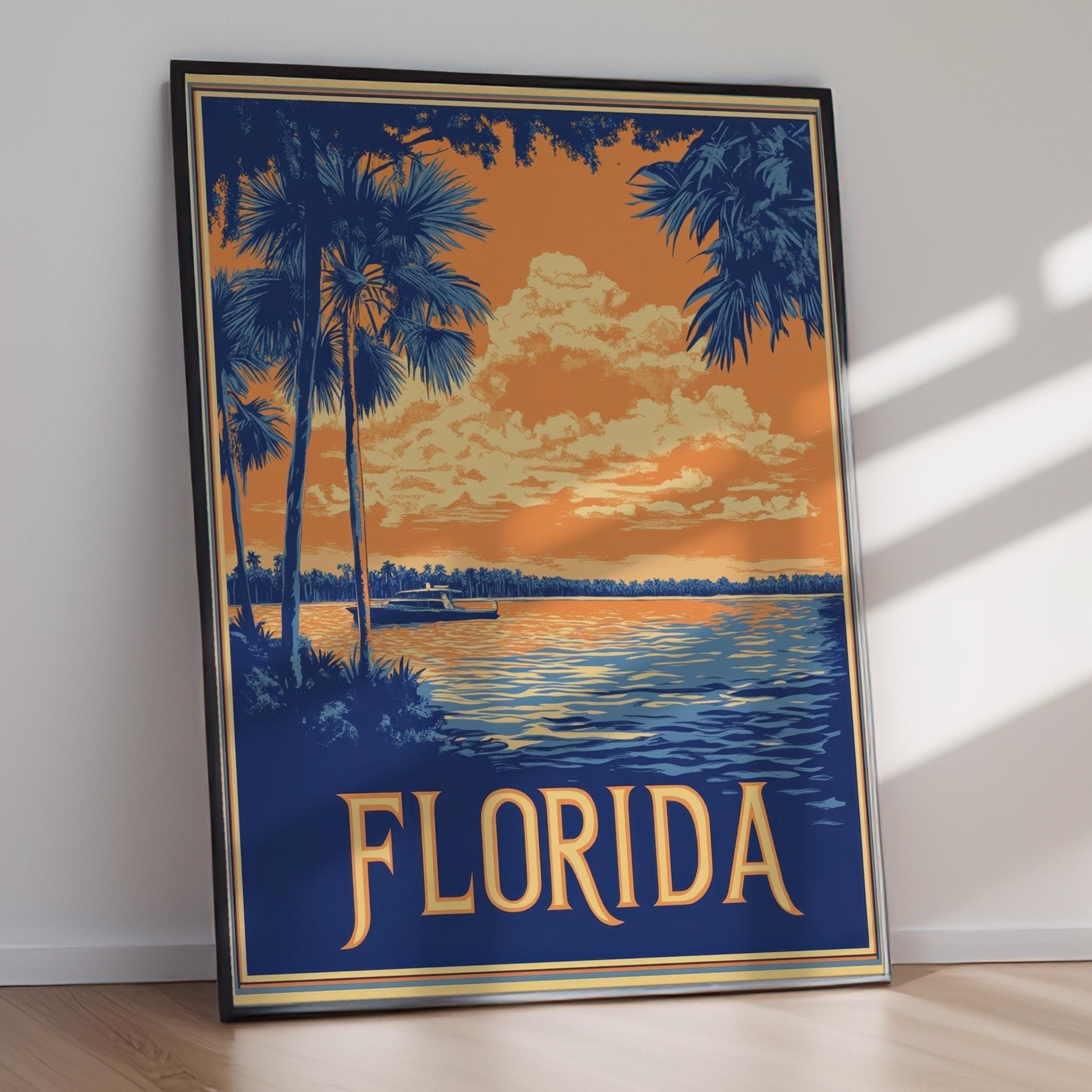 Florida Travel Poster Retro Sunshine State Art (digital Download