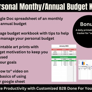 Google Spreadsheet, Budget Templates, Budget Spread Sheet, Personal Budget,  Google Docs Spreadsheet, Monthly Expense Google Sheet