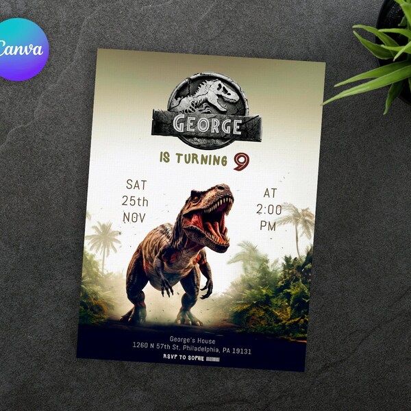 Jurassic Park Birthday Invitation Template Etsy