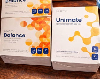 Unicity Balance en Unimate Supplement Pack | Natuurlijke citroengembersmaak voor ondersteuning van de spijsvertering, gezonde levensstijl, 30 porties