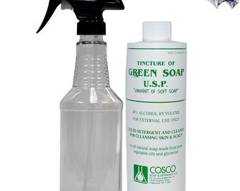 Tattoo Green Soap 16 fl oz and Spray Bottle 16 fl oz Set