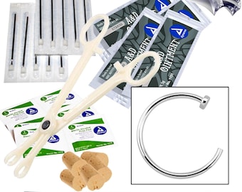 Nose Mini Body Piercing Kit - 20G Nose Hoop Jewelry (Pierce 5 People)