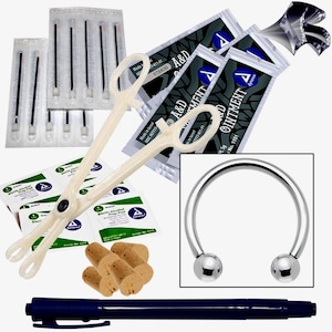 Horseshoe Mini Body Piercing Kit - 14G Jewelry (Pierce 5 People)