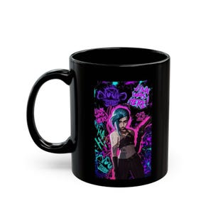 Arcane Jinx Powder, League of Legends .Schwarze Kaffeetasse, Teebecher, Gaming Geschenk, Videospiel Merch, 11oz 15oz Keramik Trinkgefäß