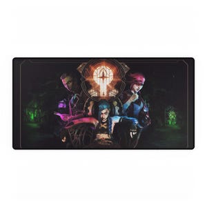 Arcane Jinx Vi Silco ,Gaming Mouse Pad, Desk Mat for League of Legends Fans - Anti-Slip, Waterproof, Large, Non-Slip Rubber Base, XXL Desk