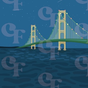 Illustrative Mackinac Bridge print