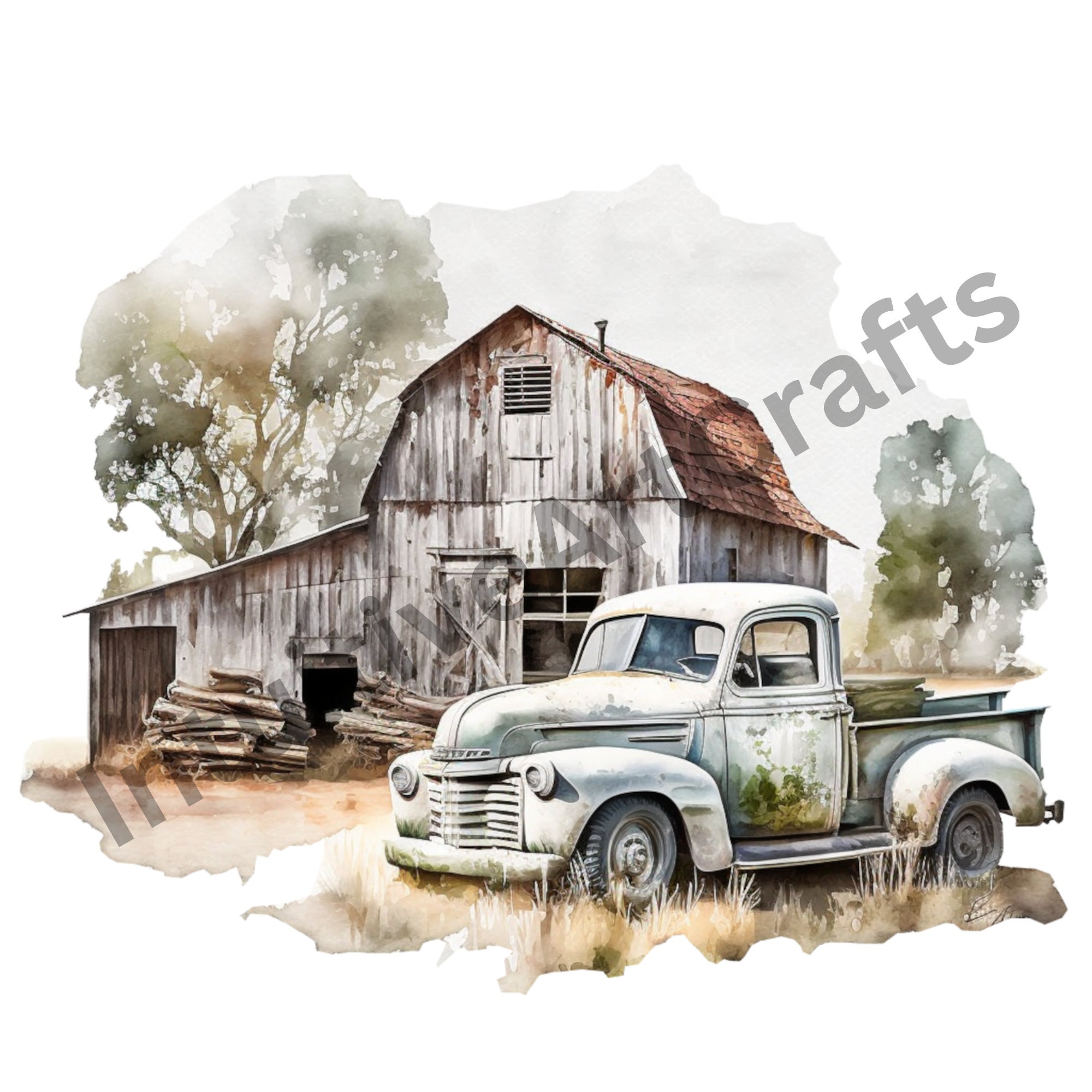 Watercolor Rustic Farm Barns Clipart PNG Sublimation Bundle Watercolour ...