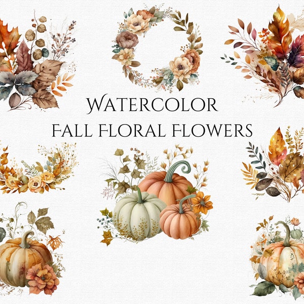 Boho Rustic Floral Clipart Pack Autumn Fall farmhouse clipart Terrcotta Florals digital download PNG transparent background commercial use